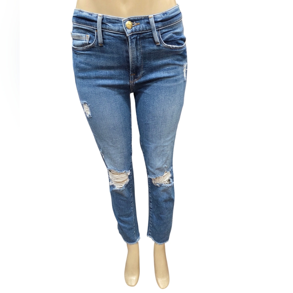 FRAME Le Nouveau Size 26 Straight Leg Distressed Jeans